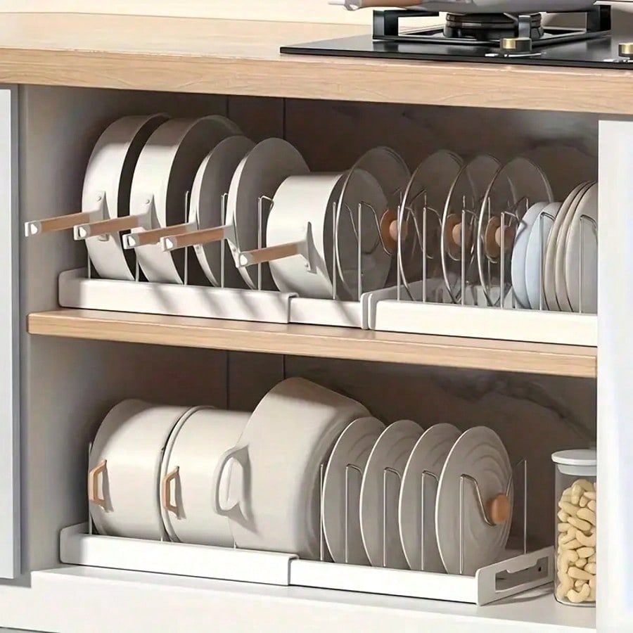 Kitchen Cabinet Baking Organizer - رف تخزين قابل للتعديل، منظم خزائن