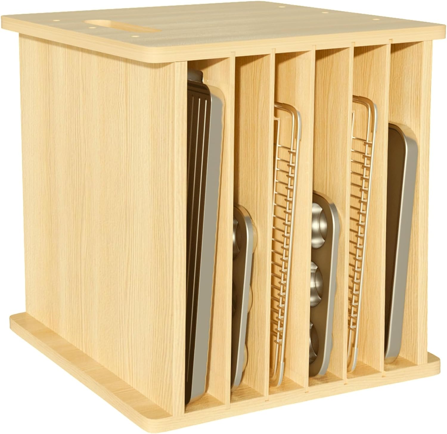 Kitchen Cabinet Baking Organizer - منظم خشبي لصواني الخبز، حامل عمودي
