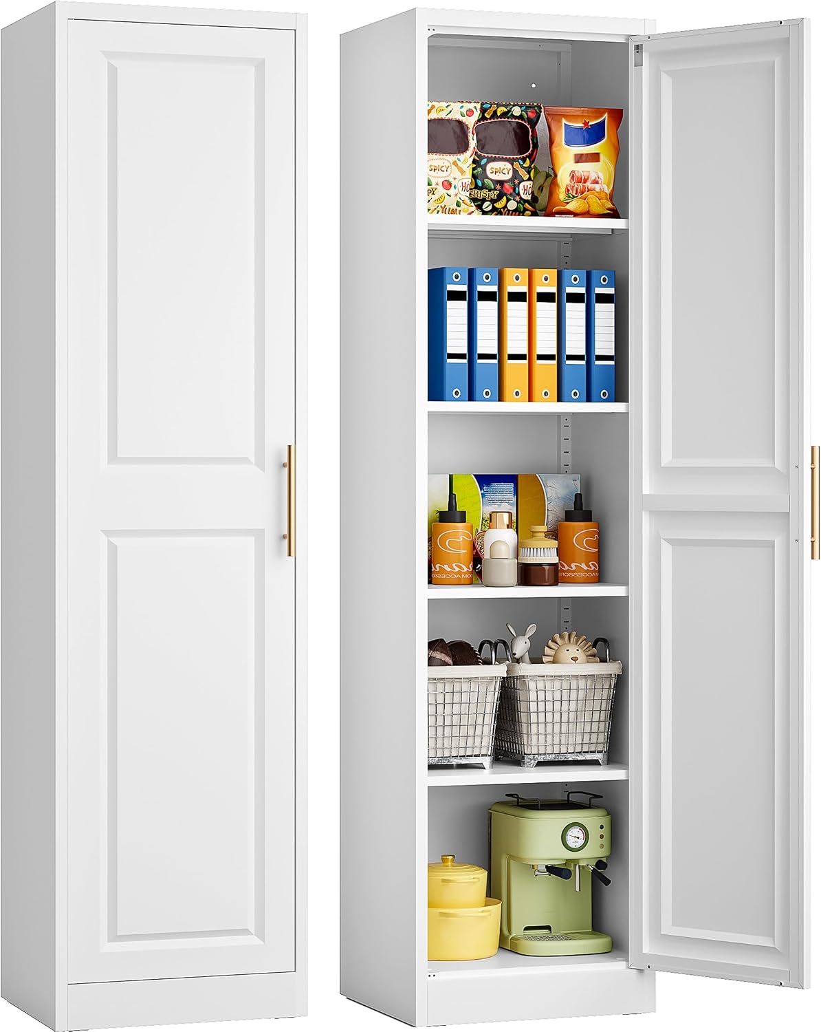 Kitchen Baking Organization - خزانة تخزين طويلة ورفيعة بباب واحد