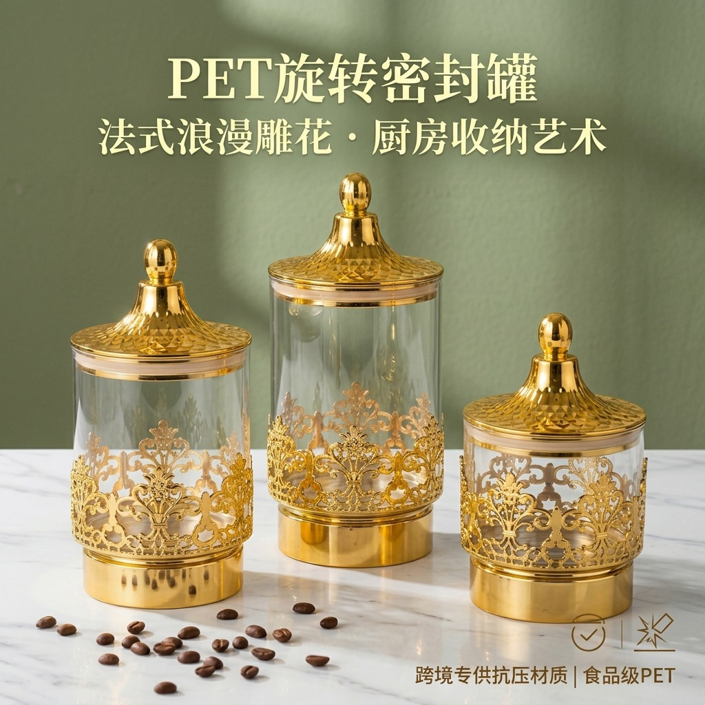 علب تخزين شفافة مطلية بالذهب ع - مراجعة Kitchen Baking Organization وسعره