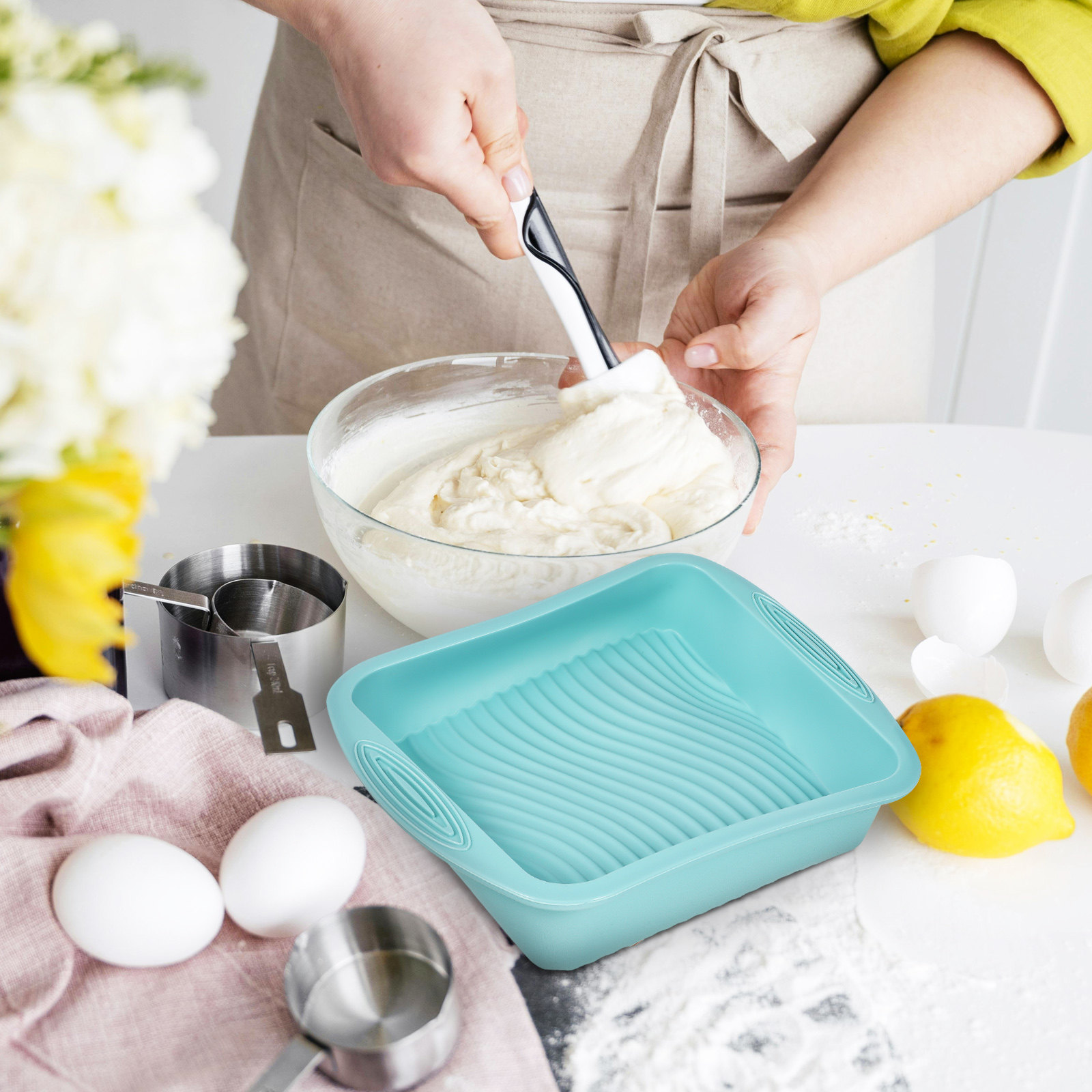 صينية خبز مربعة من السيليكون،  - مراجعة Kitchen Baking Supplies وسعره