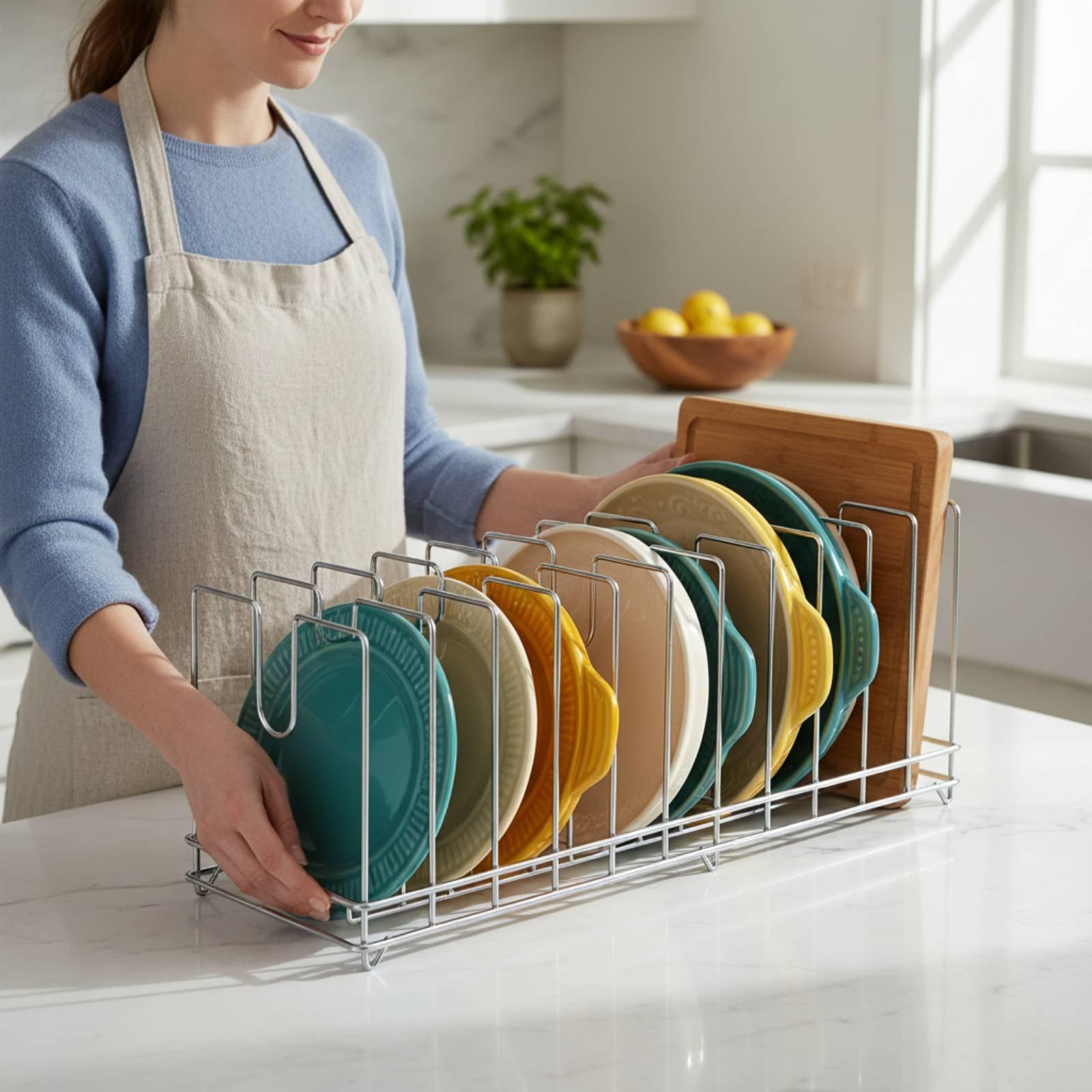 رف مطبخ عمودي لتنظيم صواني الخ - مراجعة Kitchen Cabinet Baking Organizer وسعره